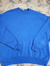 Vintage 90s Jerzees Blank Crewneck Sweatshirt Royal Blue Size XL DISTRESSED
