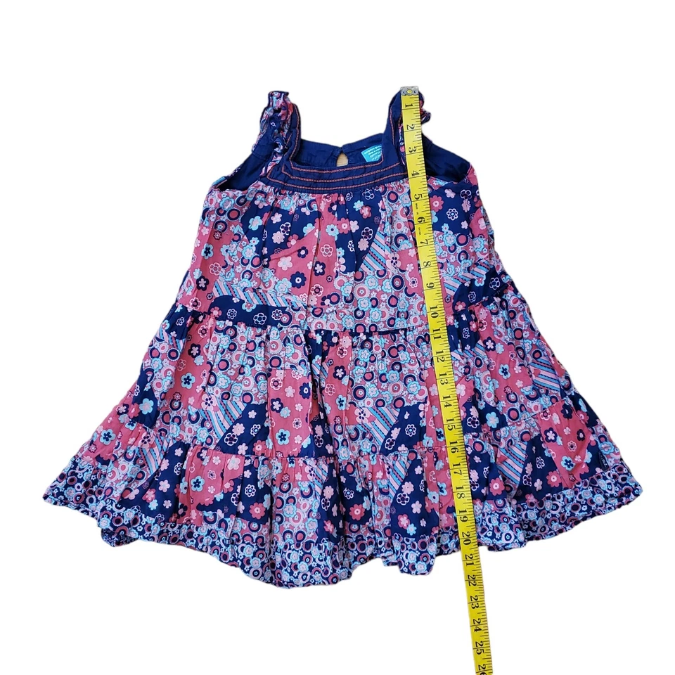 Vestido Solero Parche Calabaza Azul y Rosa Boho Floral Patchwork Talla 4 Foto 4 de 4