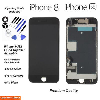 iPhone 8/SE2 2020 Retina LCD Digitizer Touchscreen Full Assembly mit Teilen SCHWARZ