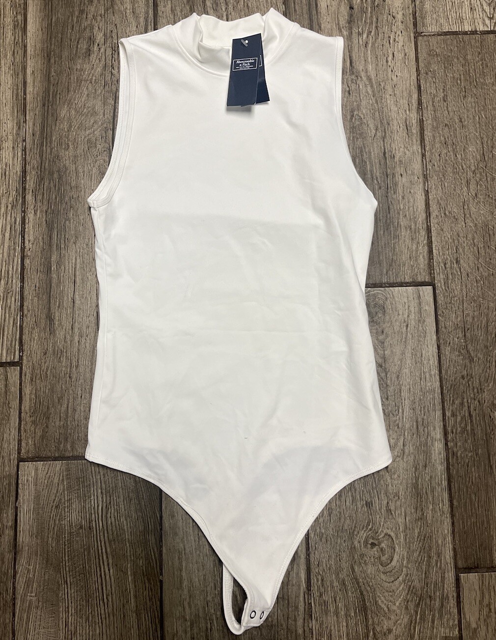 Soft White Ribbed High Neck Razorback Bodysuit by Abercrombie & Fitch Size S