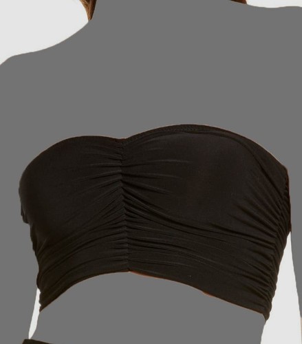 Norma Kamali Women's Black Strapless Swimwear Bandeau Swim Top Size L/40