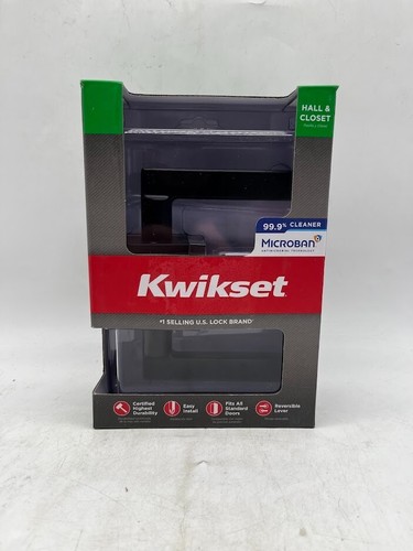 Manija de puerta de paso de pasillo/armario negra mate cuadrada Kwikset Halifax