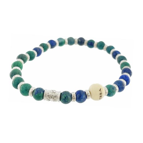 Bracciale Elastico Unisex Gerba LAB067E Pietre Naturali Lapis Afgano Argento 925 - Foto 1 di 2