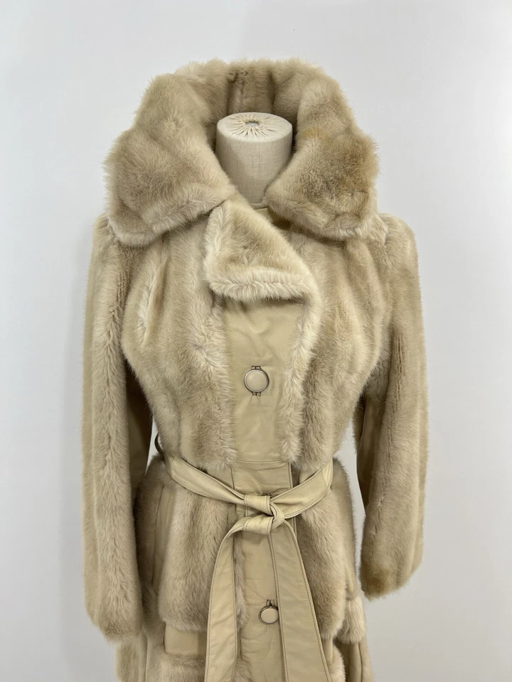 Abrigo Penny Lane de Colección Piel Sintética Largo Cuero Retazos Tissavel Francia Talla 10 Único Foto 3 de 4