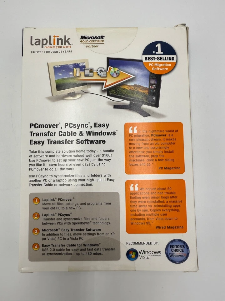 Laplink PC Mover Essentials (CD, Transfer Cable, Quick Start Guide) PCmover NEW - Image 3 of 4