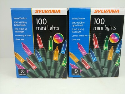 SYLVANIA 100 LED Multi Color Christmas Lights - 24.5 Foot Green Wire Indoor/Outdoor String