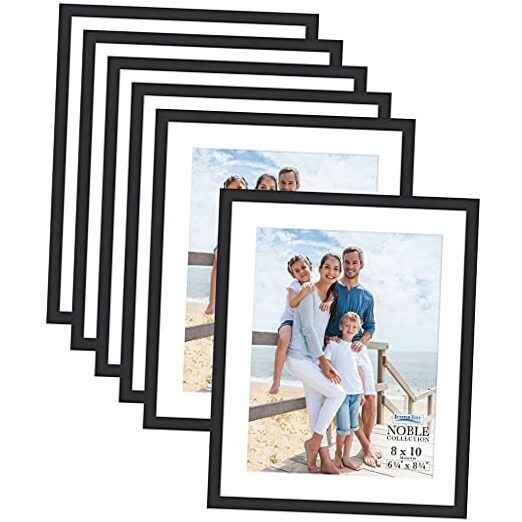 8x10 Picture Frames (6 Pack), Modern Professional Frame Set, 8x10 w/ Mat Black-image
