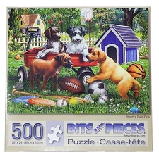 Bits and Pieces Puzzle Sporty Pup Pals 18" x 24"  500 Piece - New Sealed