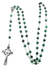 Irish J. C Walsh & Sons, Dublin, Ireland Striped  Green Rosary G8120