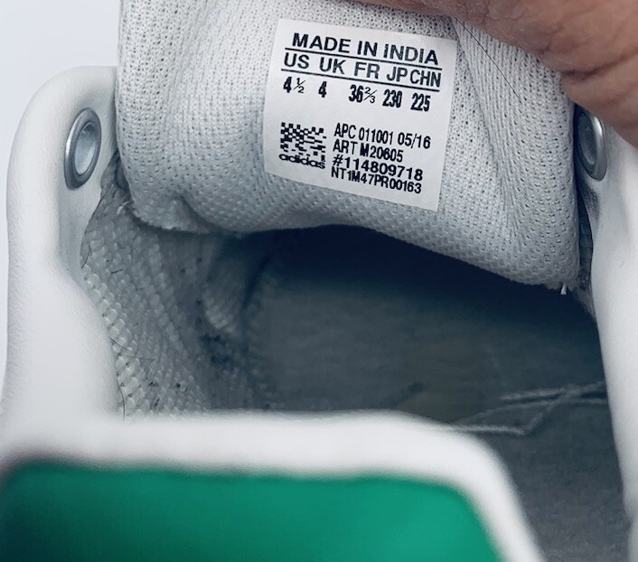 Adidas Original Stan Smith White Green size 4.5 Tennis Shoes thumbnail 5