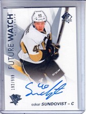  2016-17 SP Authentic #142 Oskar Sundqvist RC AUTO /999 Pittsburgh Penguins