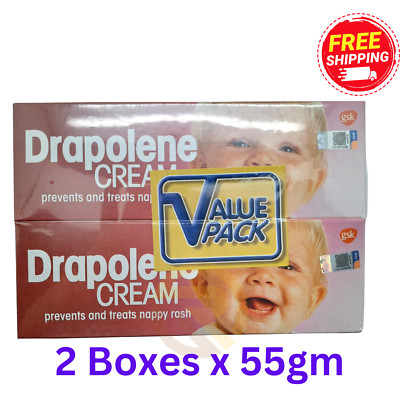 Drapolene Cream Twin (2x55g) Baby Nappy Rash Treatment Relief Minor Burns Wounds