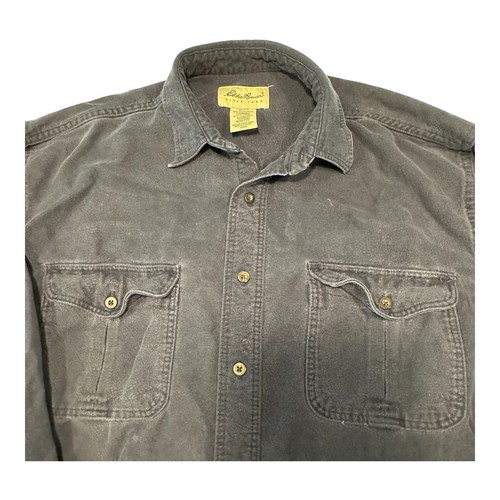 Eddie Bauer Button Down Shirt Mens Large BLUE Cotton Pocket LS See Photos - Picture 12 of 12