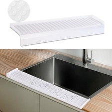 Sink Edge Protector with Suction Cup 4"x24", Silicone Sink Splash Guard for K...