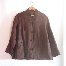 VTG Mauve Chinese Style Padded Silk Jacket Mandarin Collar Frog Closures M