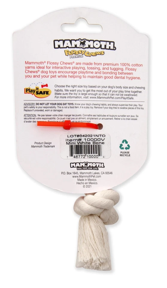Masticables con hilo dental de mamut - Juguetes para perros con cuerda de algodón 100 % natural - Foto 4 de 4