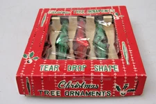 Lot VTG Glass Feather Tree Fluted ICICLES DROP Christmas Ornament Japan RED GREN