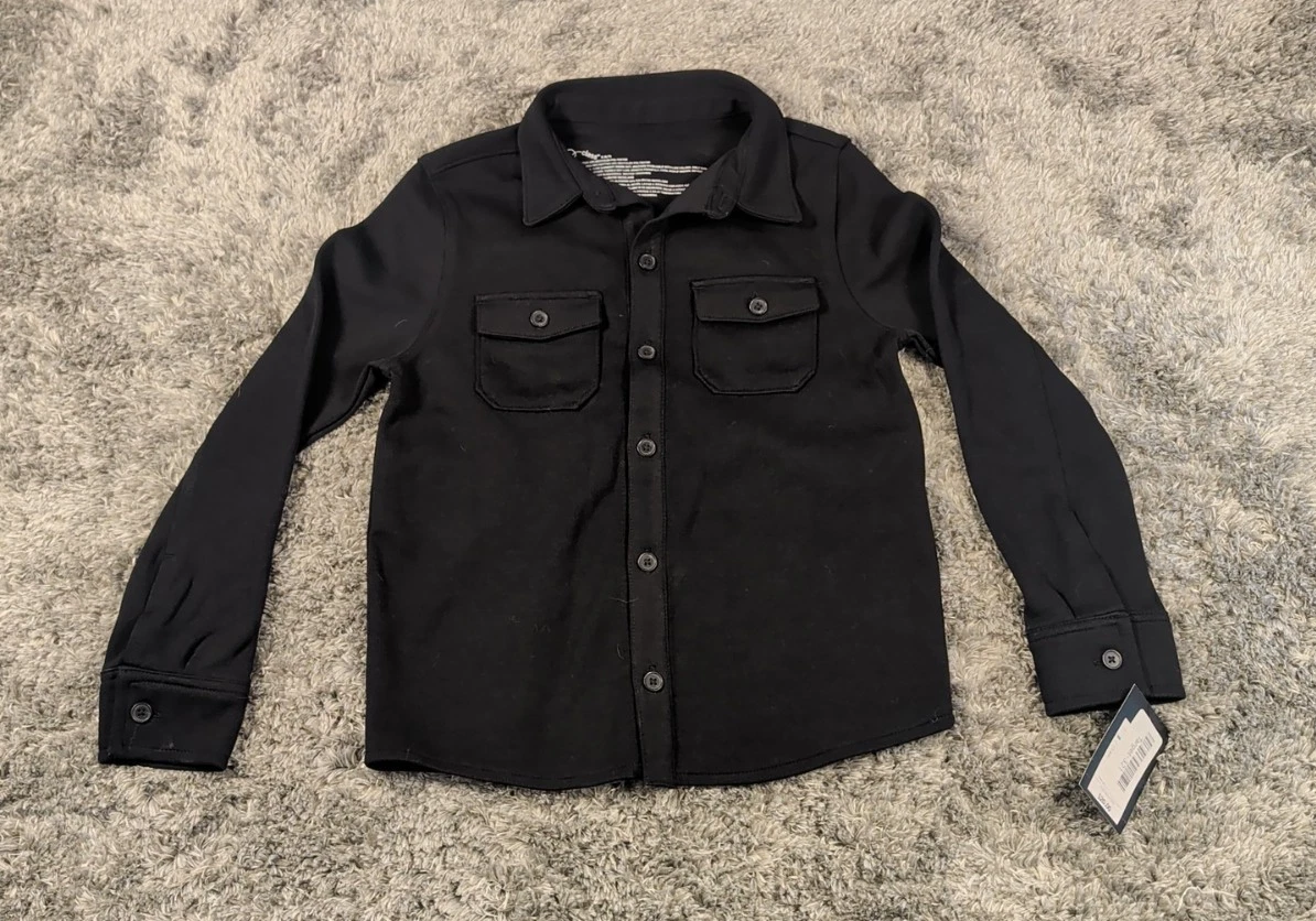 NWT Art Class Boys Black Size S 6/7 Year Button Down Collared Shirt Chest Pocket