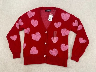 33 Degrees Cardigan Sweater Women XS Red Knit Button Front Long Sleeve NWT