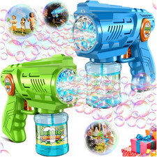 2-Pack Bubble Guns for Kids 4-8: Automatic Bubble Machine Gun with Bubble