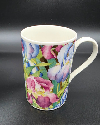 Mug Cup Tea Dunoon Scotland Beautiful Bearded Iris Gold Accents 4 1/4 