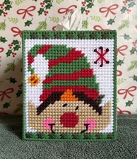 New Handmade Plastic Canvas Jolly Christmas Elf Tissue Box Cover Home Decor