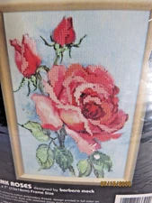 Vtg Dimensions Pink Roses Flower No Count Cross Stitch Kit 5 x 7 6644 93 USA New