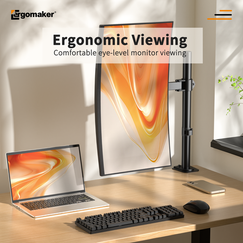 ERGOMAKER Fully Adjustable Dual Monitor Mount and Reinforcement Plate for 27" - Picture 13 of 53