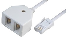 PRO SIGNAL - BT Plug to Double Socket Telephone Extension Lead, 3m