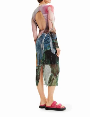 Desigual Damenkleid Größe L Tüll-Midikleid 23SWVK78 - Bild 1 von 4