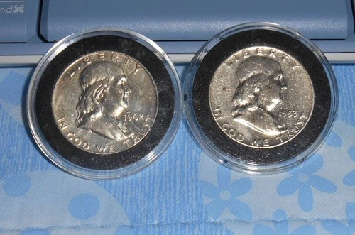 2 FRANKLIN HALF DOLLAR COINS * 1953D - 1962D *