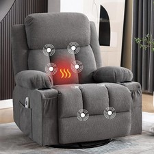 Swivel Rocker Recliner Chair with Vibration Massage and Lumbar Heating Lounge