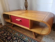 Habitat Wooden TV Stand / Media Unit with Red Gloss Drawer – Mid Century Style