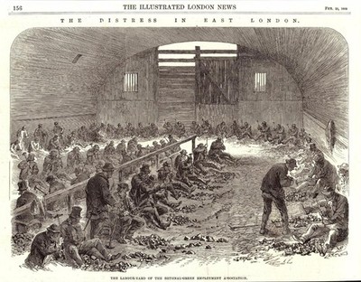 EAST LONDON: ''Labour Yard of the BETHNAL GREEN Emplyment Association'' 1868 Druck