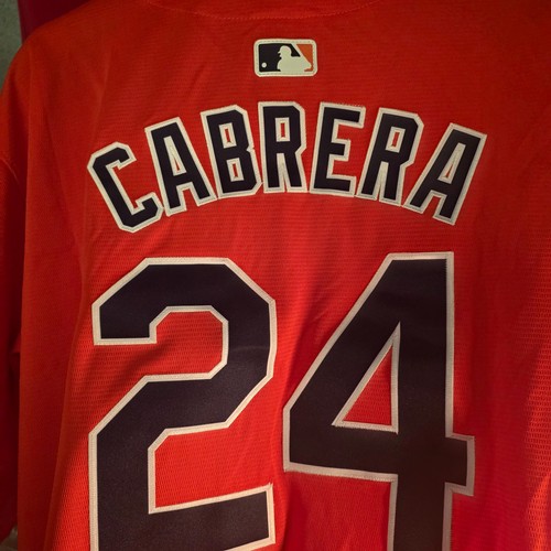 New orange Detroit Tigers Miguel Cabrera baseball jersey. Sizes large and XL.