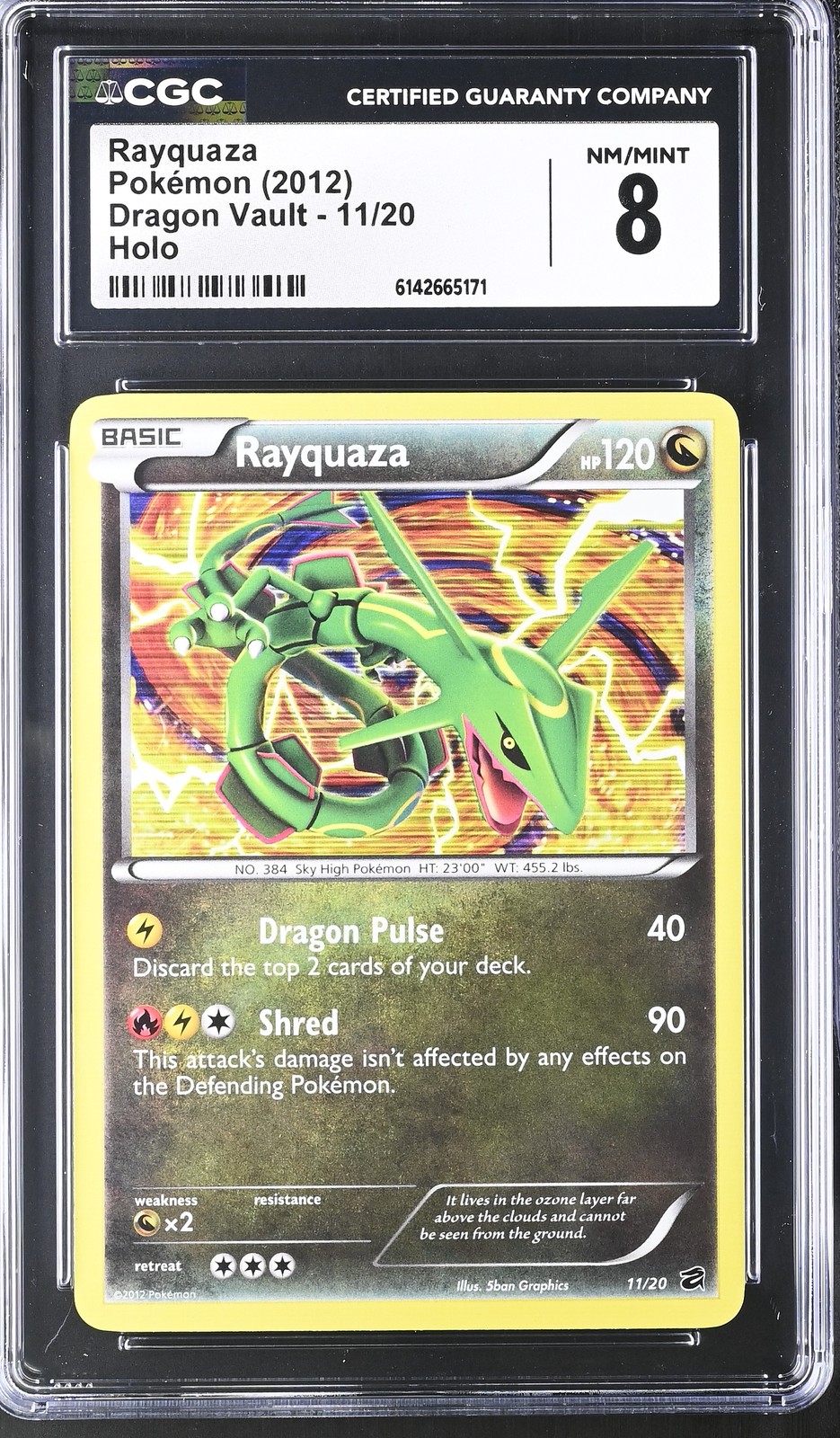 CGC 8 NM/MINT Rayquaza 11/20 Dragon Vault Holo Pokemon Card