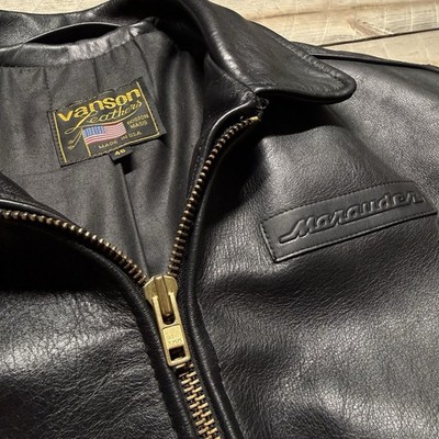 Vtg Vanson Leather Jacket Mens 46 Suzuki Marauder Motorcycle Black