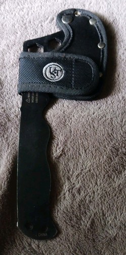 10" x 3-1/2" UST Black Steel Hatchet Axe with Sheath Fire Starter throwing Used