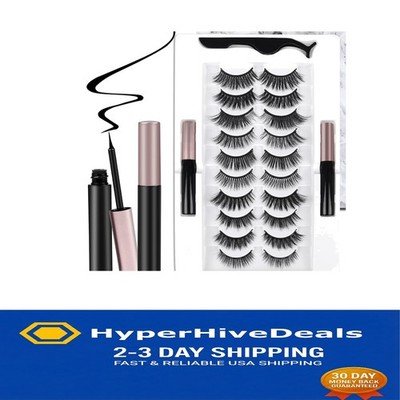 10 Different Style Magnetic Eyelashes + 2 Glues & Tweezer - For Stunning Eyes