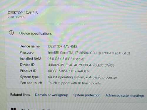 Lenovo ThinkPad X280 12,5" FHD Touch i7-8650U 1,9 GHz 16 GB 256 GB SSD Win 11 Pro ~ - Foto 17 di 20