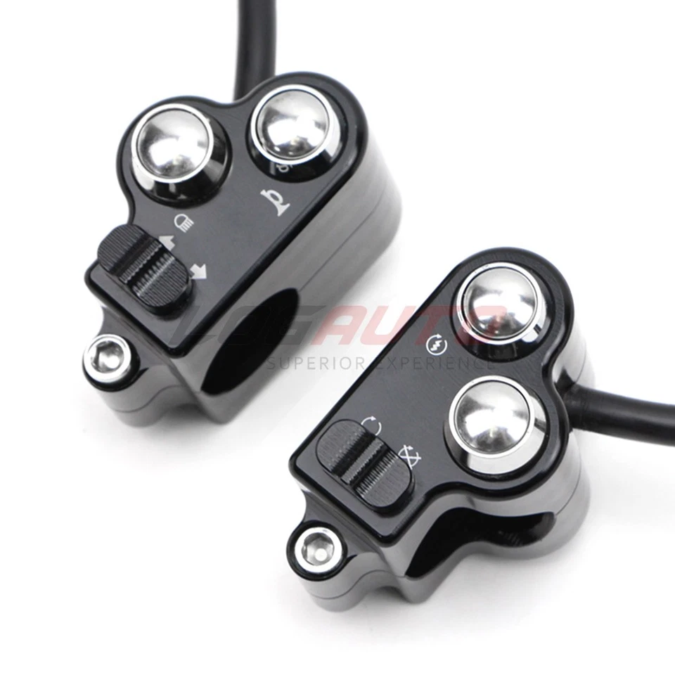 For Harley Universal 1'' Handlebar Control Switch Motorcycle Start Button Black - image 3 of 4