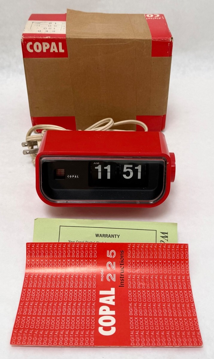 Vintage Copal Model 225 Flip Clock Japan w/Manual NOS W/Box RED Vintage Copal Model 225 Flip Clock Japan w/Manual NOS W/Box RED