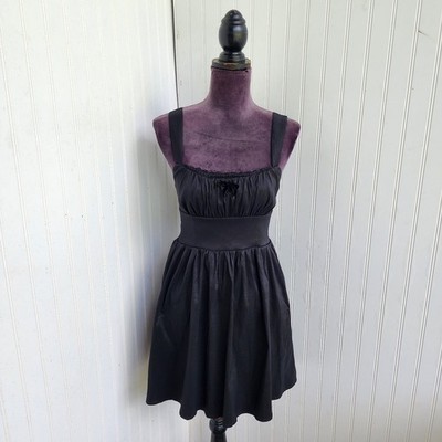 Francesca s Womens Sleeveless Sheath Party Dress Satin Black Mini Nylon Sz S