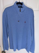 Polo Ralph Lauren Men's Estate-Rib Cotton Quarter-Zip Pullover Large L Blue