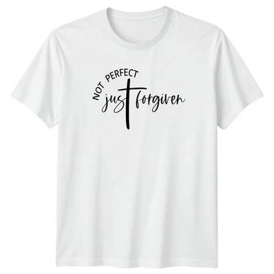 Not Perfect Just Forgiven T-Shirt Inspirational Christian Faith Ostern