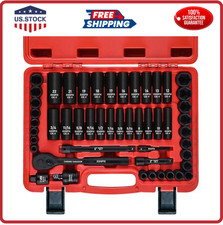 38 In. 50 Piece 6 Point Impact Socket Ratchet Drive And Metric Set
