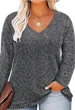 Women Cotton T-Shirt Crew Neck Stretch Casual Tunic Long Sleeve Plain Basic Top