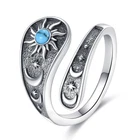 Sun and Moon Ring 925 Sterling Silver Spoon Ring Adjustable Vintage Jewelry G...