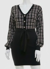 BCX Women's Black V-Neck Long-Sleeve Sweater Dress Juniors Size S