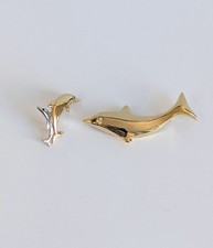 Gold Silver Tone Dolphin Brooch Pin Set Large 6cm Small 4cm Animal Theme
